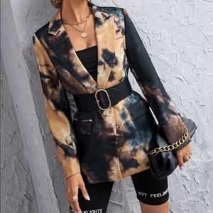 Tie dye blazer without belt